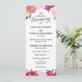 Moderne Floral Waterverf Trouwprogramma's Programmakaart (Staand voorkant)