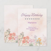 Moderne Floral Waterverf Verjaardag Kaart Notitiekaartje (Voorkant / Achterkant)