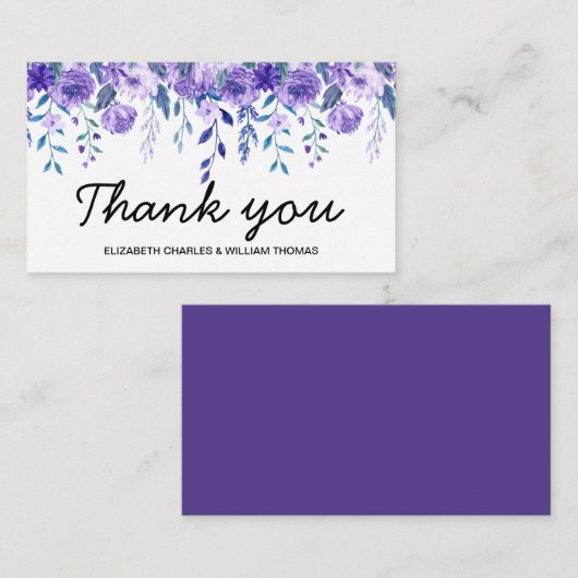 Moderne Floral Waterverf Violet Hartelijk dank Informatiekaartje (Voorkant / Achterkant)