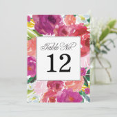 Moderne Floral Waterverf Wedding Table Numbers Kaart (Staand voorkant)