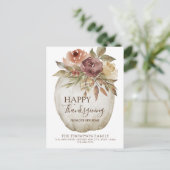 Moderne Floral Waterverf White Pumpkin Moving Aankondigingskaart (Staand voorkant)