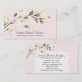 *~* Moderne Floral Waterverf witte rozen roze Visitekaartje (Voorkant / Achterkant)