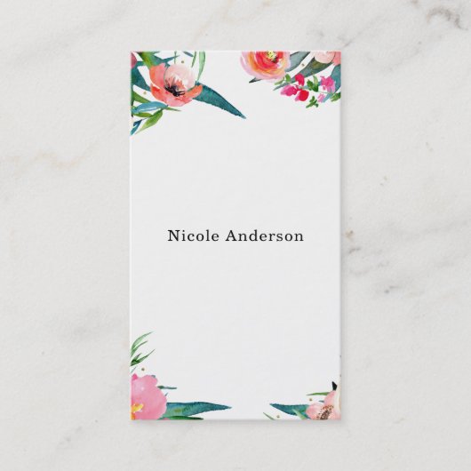 Moderne Floral Waterverf zomer tropische beelden Visitekaartje (Voorkant)