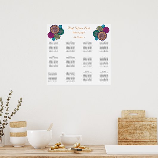 Moderne Floral White Mandalas. bruiloft Poster (Keuken)