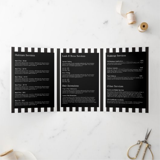 Moderne Floral Wreath Gestreepte Salon Brochure Drieluik Kaart (Binnen)