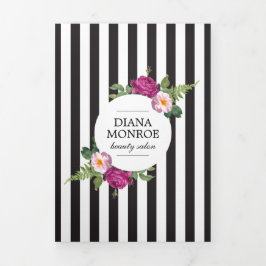 Moderne Floral Wreath Gestreepte Salon Brochure Drieluik Kaart