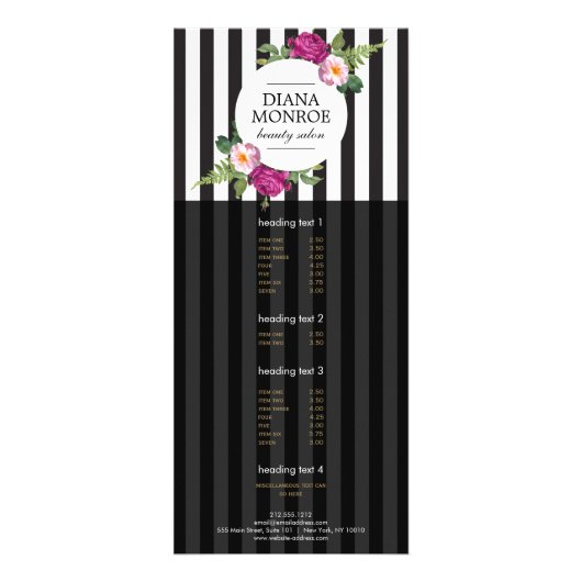 Moderne Floral Wreath Gestreepte Salon Rack Kaart (Voorkant)