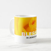 Moderne Floral Yellow Rose BLESSED Koffiemok (Voorkant links)