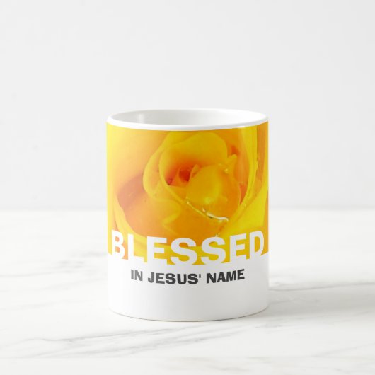 Moderne Floral Yellow Rose BLESSED Koffiemok (Center)