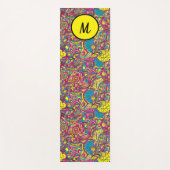 Moderne Floral Yoga Monogram Geel Turquoise Yogamat (Voorkant)