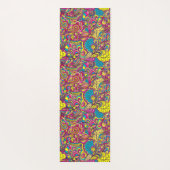 Moderne Floral Yoga Monogram Geel Turquoise Yogamat (Achterkant)