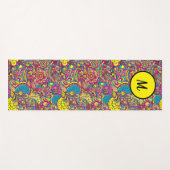 Moderne Floral Yoga Monogram Geel Turquoise Yogamat (Voorkant (horizontaal))
