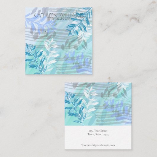 Moderne florale botanische oorbel display kaart vierkante visitekaartje (Voorkant / Achterkant)