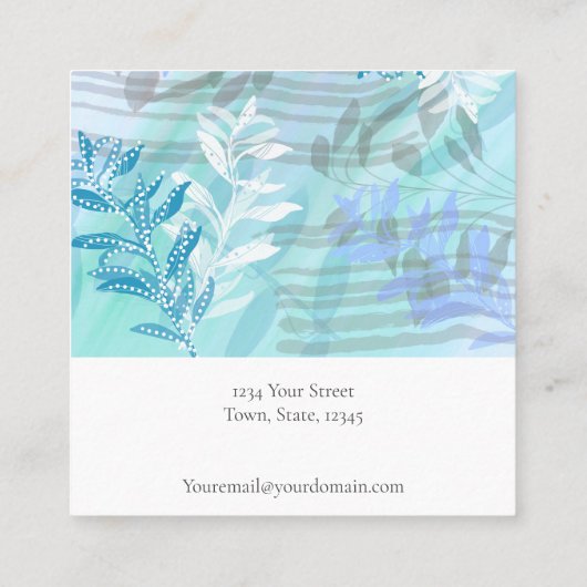 Moderne florale botanische oorbel display kaart vierkante visitekaartje (Achterkant)