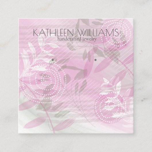 Moderne florale botanische oorbel display kaart vierkante visitekaartje (Voorkant)