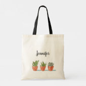 Moderne florale cactus planten gepersonaliseerd tote bag (Achterkant)
