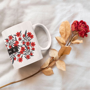 Moderne florale mok met naam