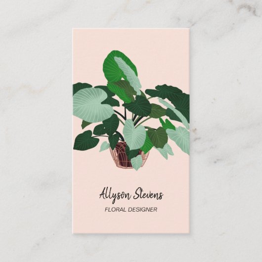 Moderne florale ontwerper plant roze logo qr code visitekaartje (Voorkant)