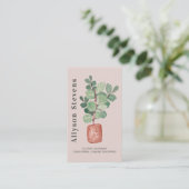 Moderne florale ontwerper plant roze logo qr code visitekaartje (Staand voorkant)