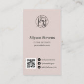 Moderne florale ontwerper plant roze logo qr code visitekaartje (Achterkant)