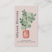 Moderne florale ontwerper plant roze logo qr code visitekaartje (Voorkant)