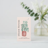 Moderne florale ontwerper plant roze logo qr code visitekaartje (Staand voorkant)