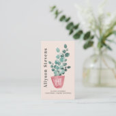 Moderne florale ontwerper plant roze logo qr code visitekaartje (Staand voorkant)