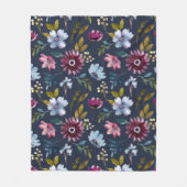 Moderne florale patronen met blauw marineslot fleece deken (Voorkant)