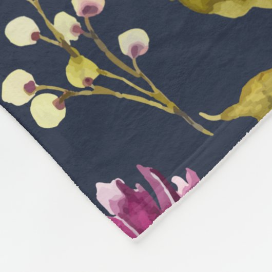 Moderne florale patronen met blauw marineslot fleece deken (Hoek)