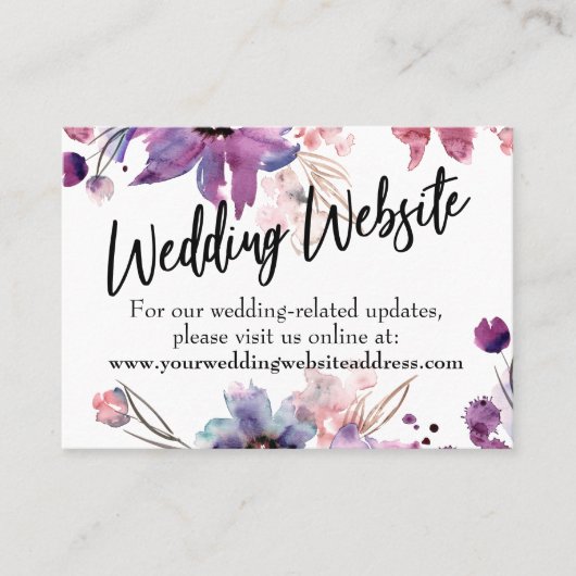 Moderne Florals Wedding Website, sparen de Kaart v Visitekaartje (Voorkant)