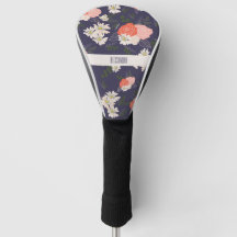 Moderne florele doodles in perzikroze en marinebla