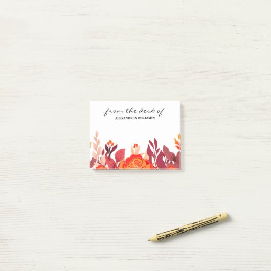 Moderne Florence Waterverf Elegant Flowers Custom Post-it® Notes (Op bureau)