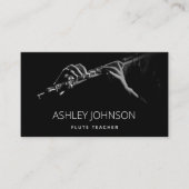 Moderne fluitleraar soliste zwart-wit foto visitekaartje (Voorkant)