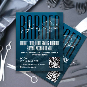 Moderne flyer voor een stadsbarberzaak