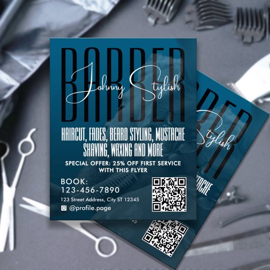Moderne flyer voor een stadsbarberzaak