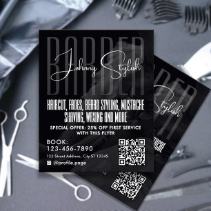 Moderne flyer voor herenkapper in urbane stijl