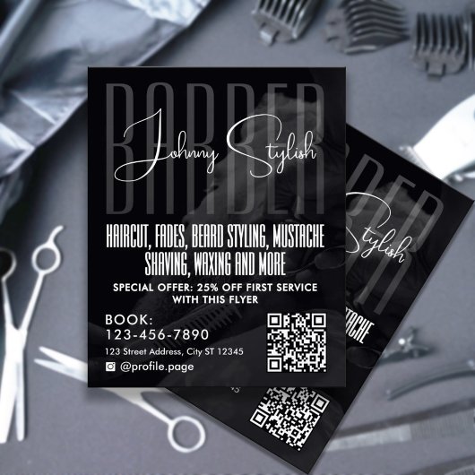 Moderne flyer voor herenkapper in urbane stijl
