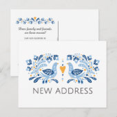 Moderne foldervogels nieuw adres verplaatsen aankondigingskaart (Voorkant / Achterkant)