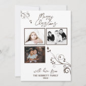 Moderne foliage 3 Kerstmis met fotocollage Kaart (Voorkant)