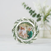 Moderne foliage met foto van vredesscript feestdagenkaart (Staand voorkant)