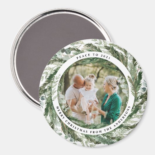 Moderne foliage met foto van vredesscript magneet (Voorkant / Achterkant)