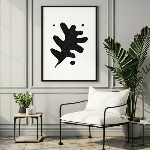 Moderne Foliated Art Print, zwarte gouache Poster