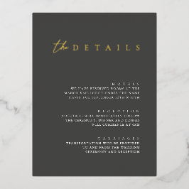 Moderne Folie Black Wedding Details Enclosure Kaar Folie Feestdagen Briefkaart