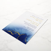 Moderne Folie Blue Waterverf Wedding Invitation Folie Uitnodiging (Gedraaid)