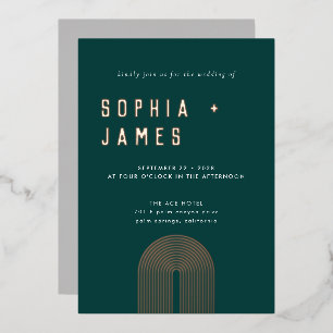 Moderne Folie Boho Arch Green Wedding Uitnodiging