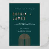 Moderne Folie Boho Arch Green Wedding Uitnodiging (Voorkant)