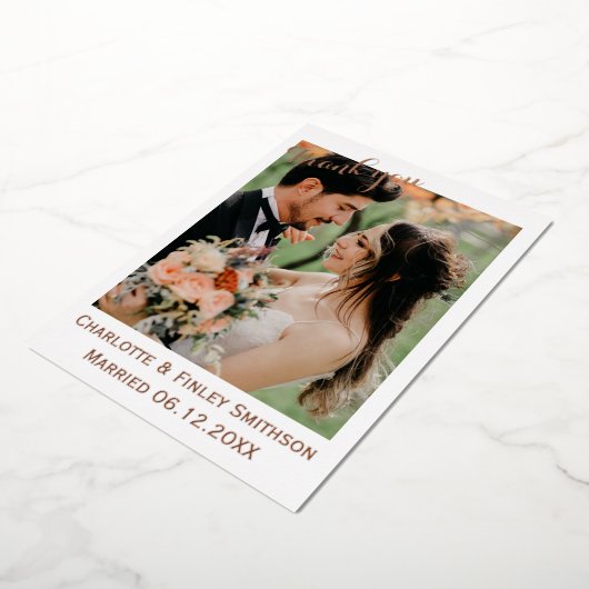 Moderne folie bruiloft bedankt je kaart (Gedraaid)