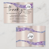 Moderne Folie en Glitter Order Hartelijk dank Visitekaartje (Voorkant / Achterkant)