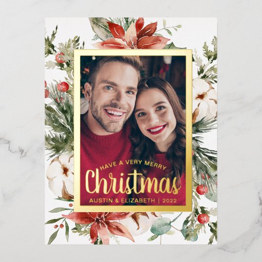 Moderne Folie Folie Feestdagen Briefkaart (Voorkant)