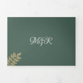 Moderne Folie Groene Ring Trouwlogo Drieluik Uitnodiging (Cover)